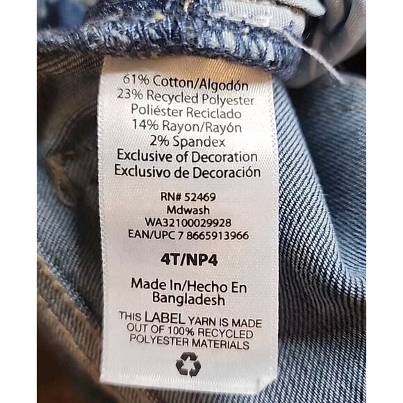 New Girls Embroidered Denim Bib Overalls Size 4T Unicorn Rainbow Toddler Jeans - Picture 6 of 6